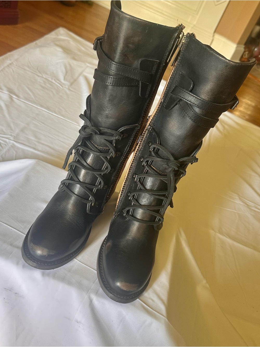 Freebird by Steven Caboose blackLace-Up Knee Boots - Classic Leather Combat